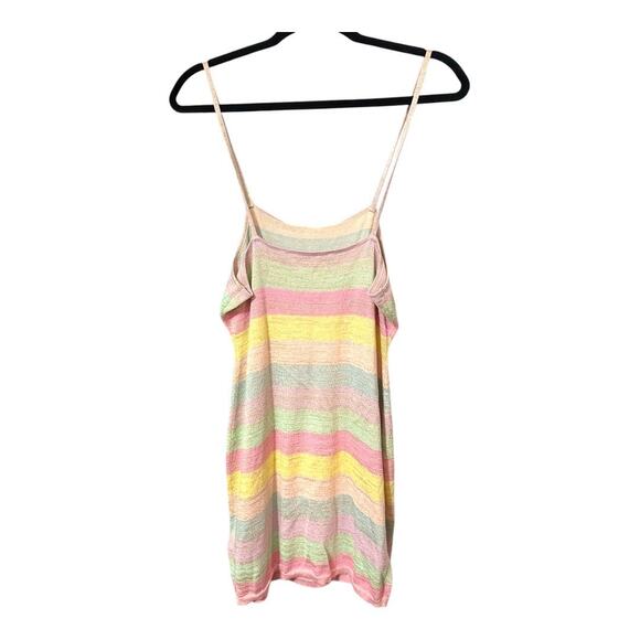 LoveShackFancy Lessie Knit Mini Dress L Pastel Stripe Boho Resort - Picture 6 of 7
